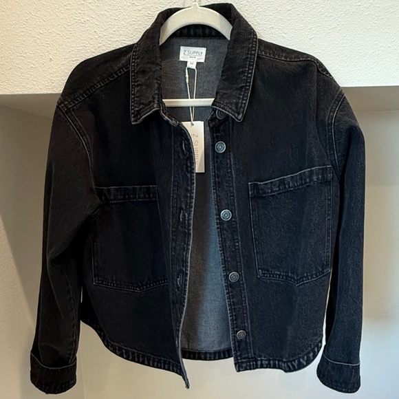 NWT Z Supply Black Cropped Denim Jacket (Size M) - Picture 6 of 8